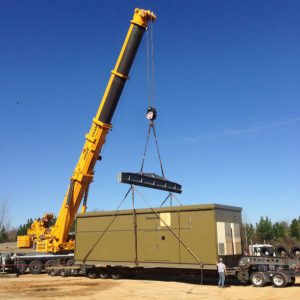 crude oil pumping system with crane